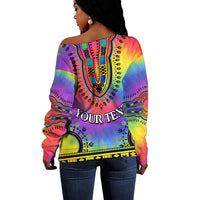(Custom Personalised) Dashiki Tie Dye Off Shoulder Sweater African Pattern LT13 - Shopicos