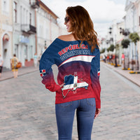 (Custom Personalised) Dominican Republic Off Shoulder Sweater Dominicana Style Sporty LT13 - Shopicos
