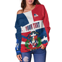 (Custom Personalised) Dominican Republic Off Shoulder Sweater Dominicana Proud Style Flag LT13 - Shopicos