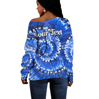 (Custom Personalised) Africa Tie Dye Off Shoulder Sweater Blue Fashion LT13 - Shopicos