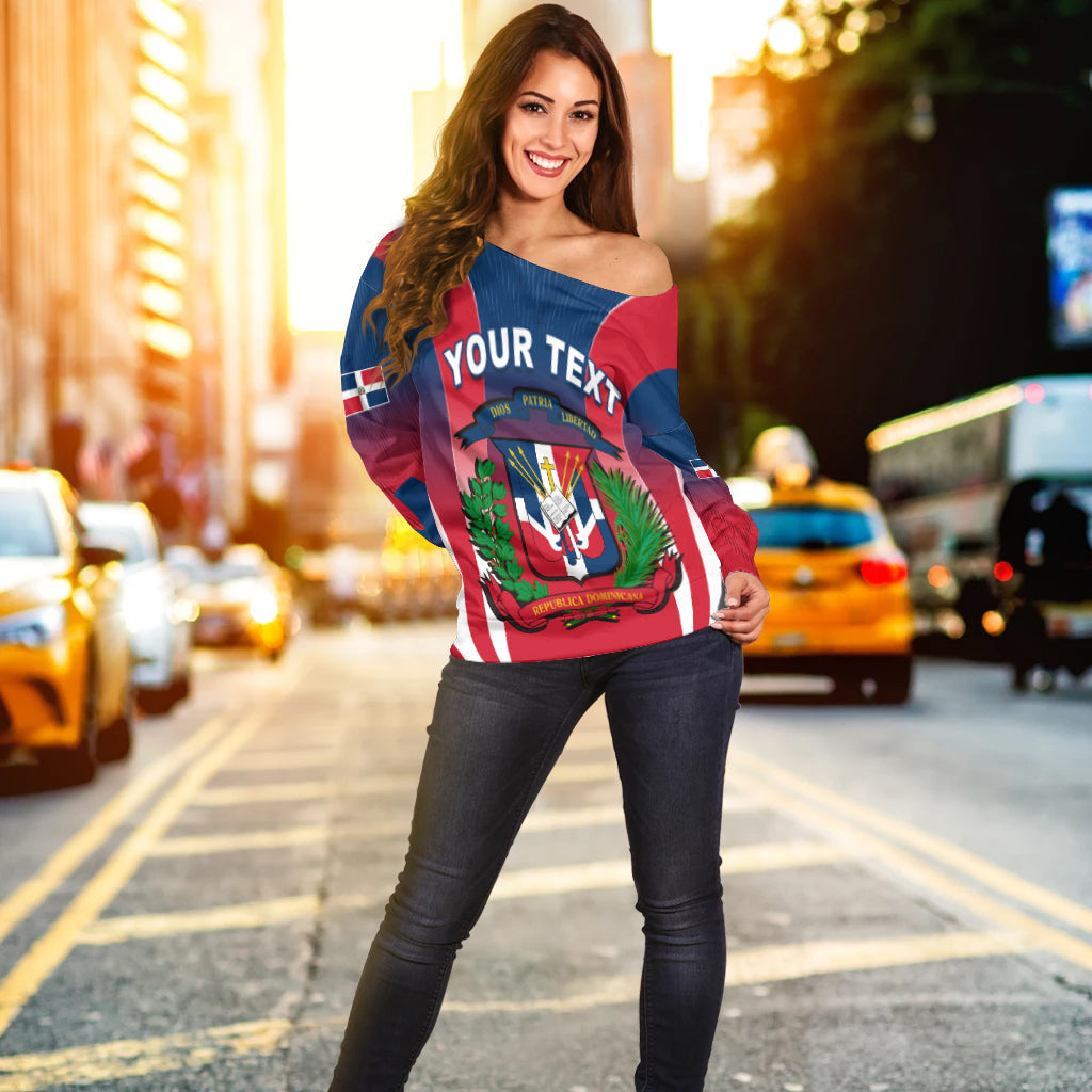 (Custom Personalised) Dominican Republic Off Shoulder Sweater Dominicana Style Sporty LT13 - Shopicos