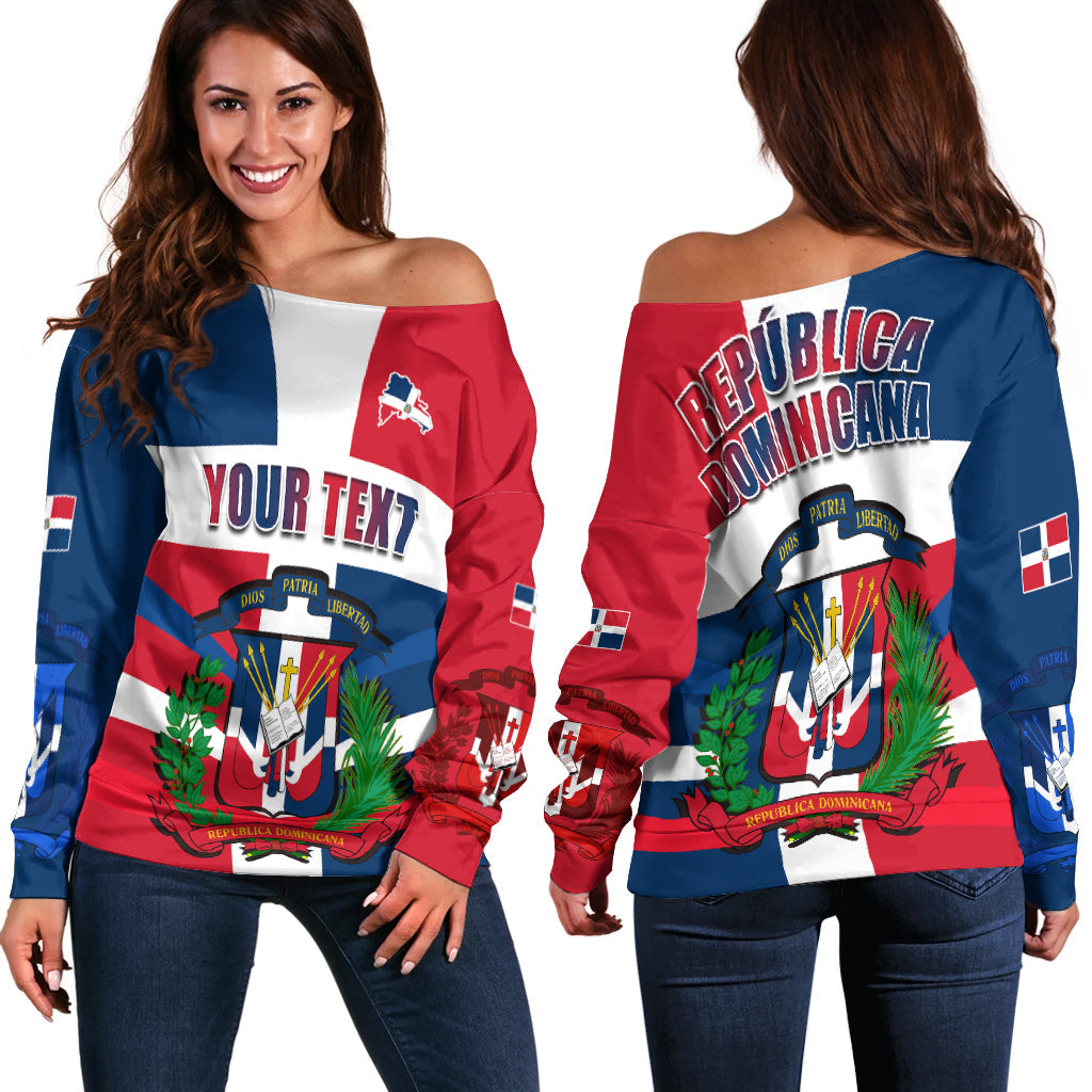 (Custom Personalised) Dominican Republic Off Shoulder Sweater Dominicana Proud Style Flag LT13 - Shopicos
