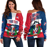 (Custom Personalised) Dominican Republic Off Shoulder Sweater Dominicana Proud Style Flag LT13 - Shopicos