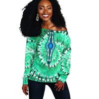 (Custom Personalised) Africa Tie Dye Off Shoulder Sweater Green Fashion LT13 - Shopicos
