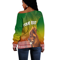 (Custom Personalised) Ethiopia Lion Of Judah Off Shoulder Sweater Ethiopia Flag Gradient - Shopicos
