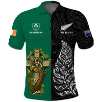 Ireland Shamrock and New Zealand Fern Polo Shirt Rugby Go Shamrock vs All Black LT13 - Shopicos
