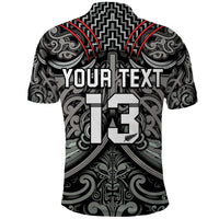 Custom Text and Number New Zealand Silver Fern Rugby Polo Shirt All Black NZ Maori Pattern LT13 - Shopicos