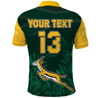 (Custom Text and Number) South Africa Rugby Polo Shirt Springboks King Protea Go Bokke LT13 - Shopicos