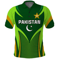 (Custom Text and Number) Pakistan Cricket Polo Shirt Green Shaheens Champion LT13 - Shopicos