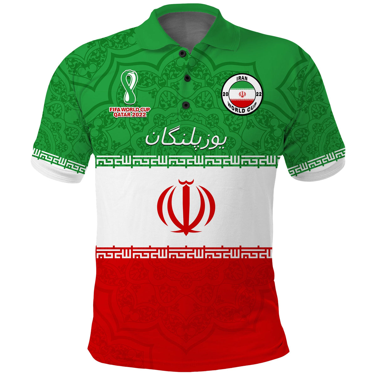 Custom Iran Football Polo Shirt Team Melli Champions Football 2022 - Shopicos