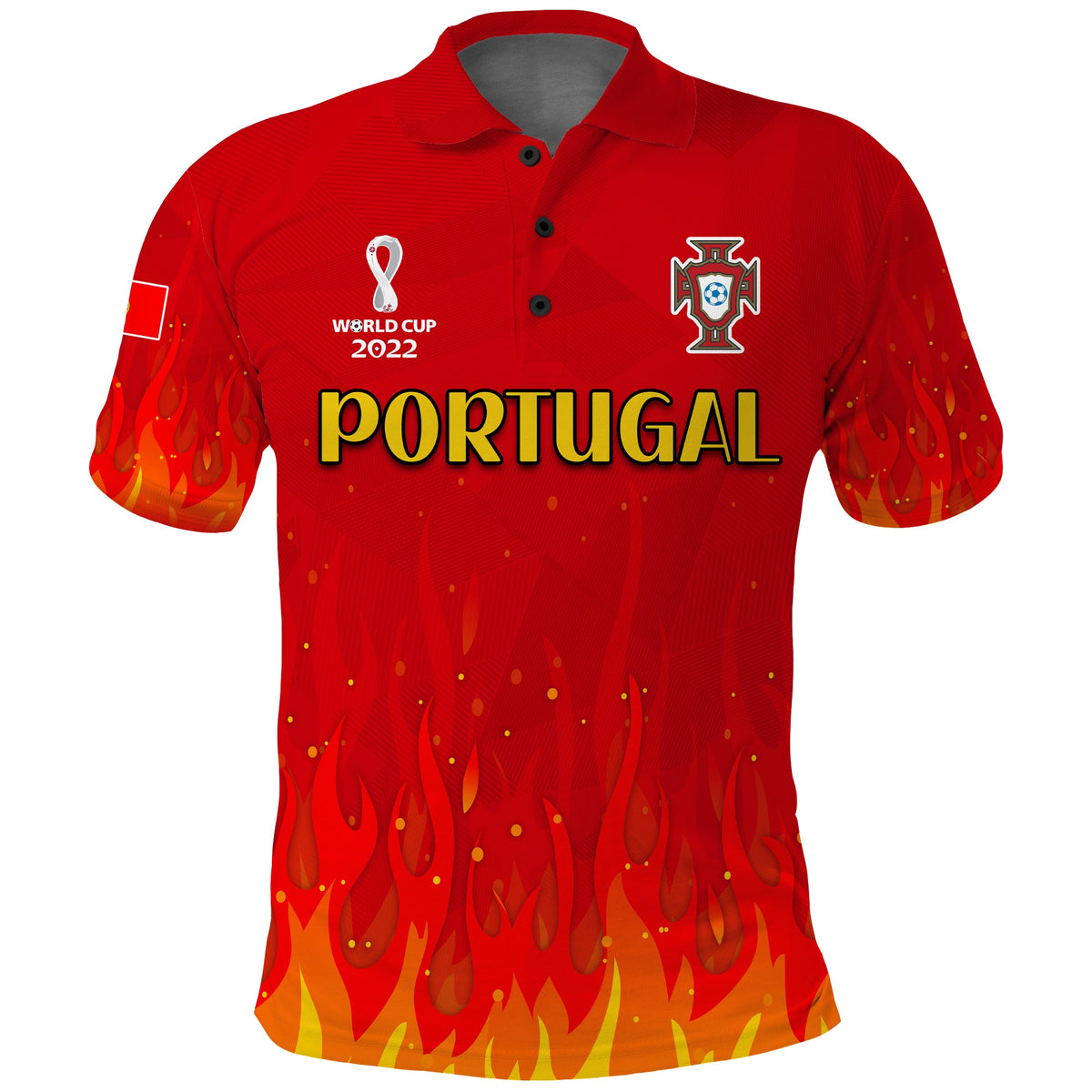 Portugal Football Polo Shirt Champions Soccer World Cup My Heartbeat Fire LT13 - Shopicos