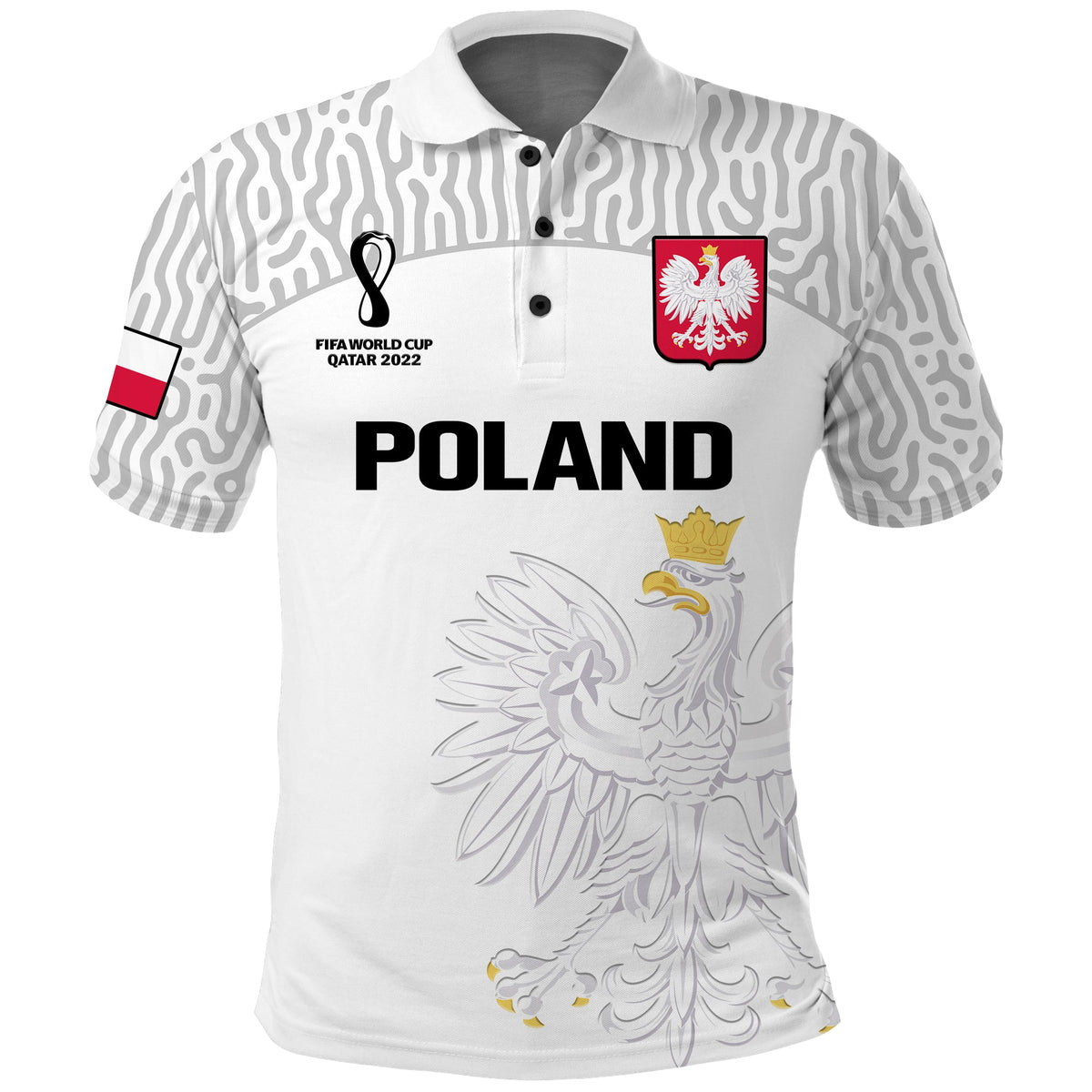 (Custom Text And Number) Poland Football Polo Shirt Polska Football 2022 White - Shopicos