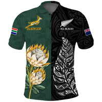 South Africa Protea and New Zealand Fern Polo Shirt Rugby Go Springboks vs All Black LT13 - Shopicos