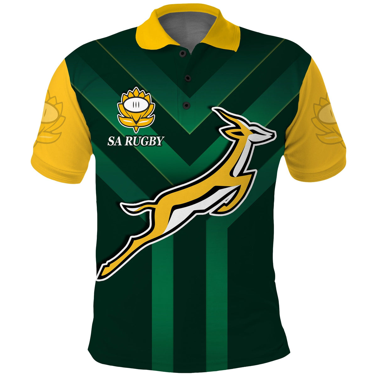 (Custom Text and Number) South Africa Rugby Polo Shirt Springboks King Protea Go Bokke LT13 - Shopicos