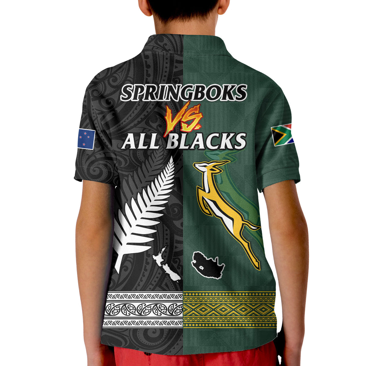 South Africa Protea and New Zealand Fern Polo Shirt Rugby Go Springboks vs All Black LT13 - Shopicos