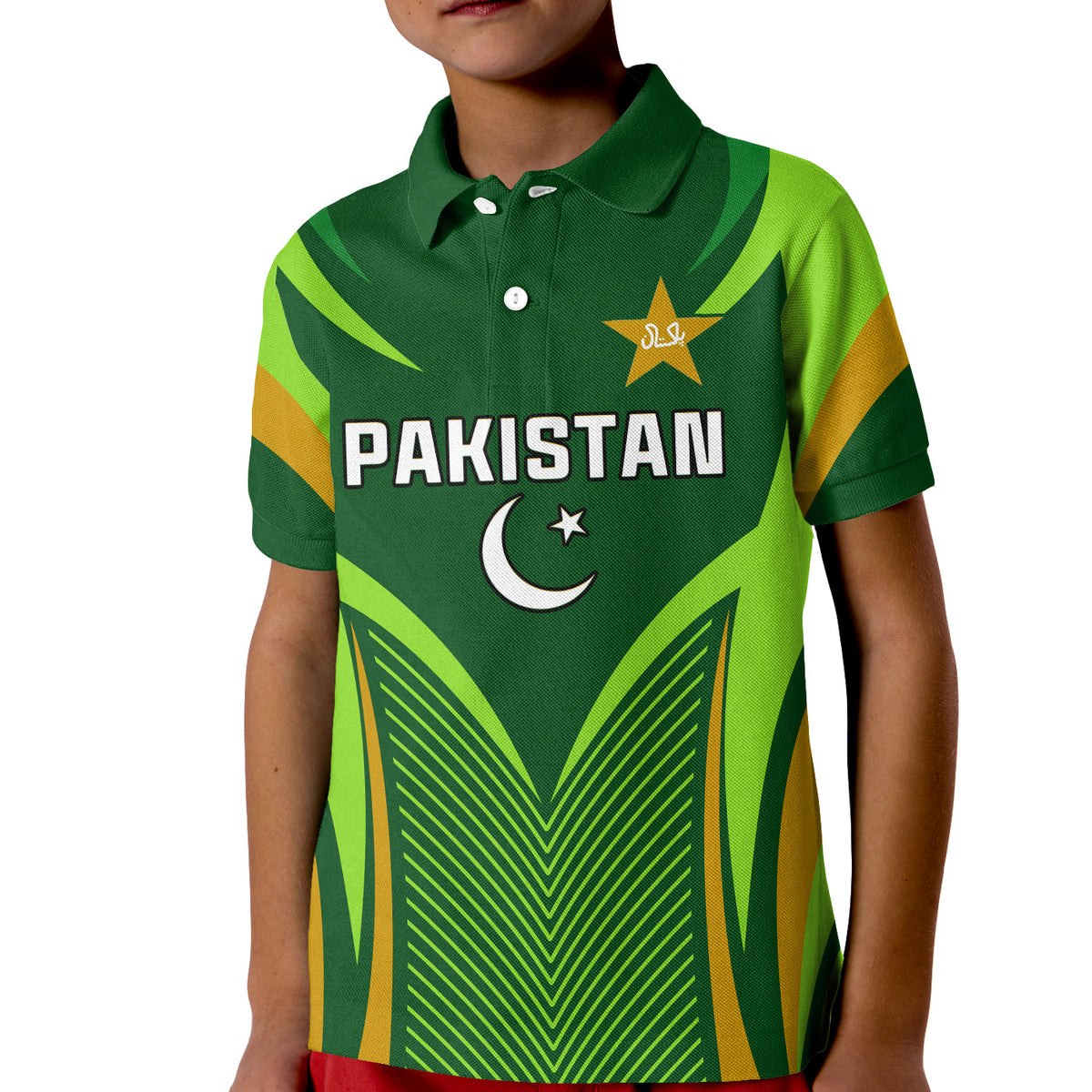 (Custom Text and Number) Pakistan Cricket Polo Shirt Green Shaheens Champion LT13 - Shopicos