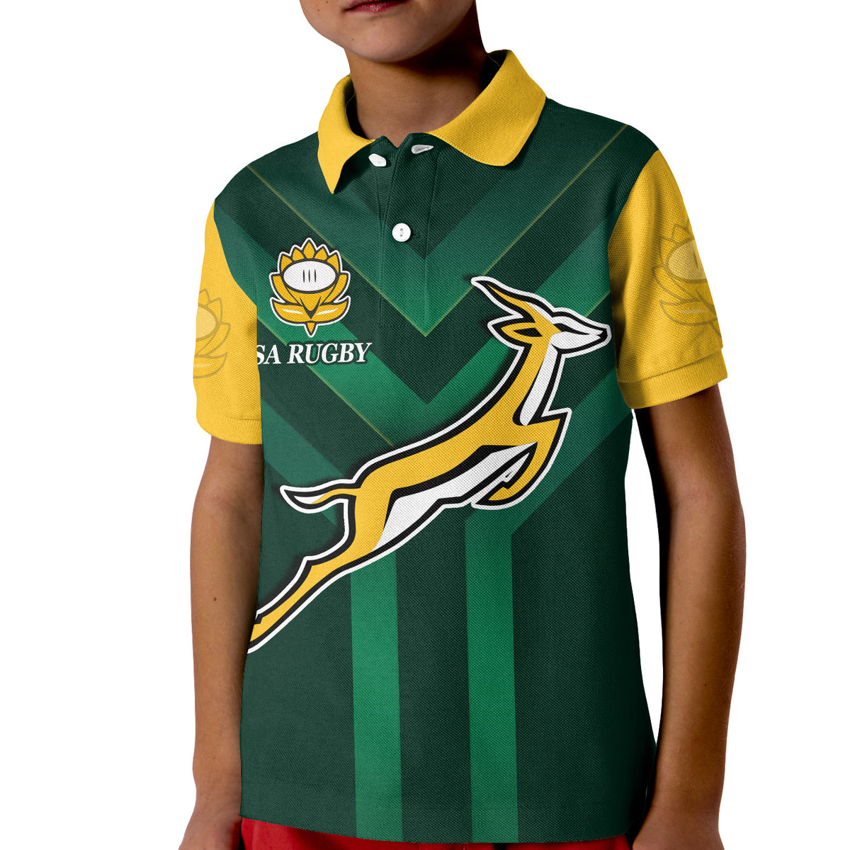 (Custom Text and Number) South Africa Rugby Polo Shirt Springboks King Protea Go Bokke LT13 - Shopicos