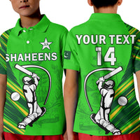 (Custom Text And Number) Pakistan Cricket Polo Shirt KID Go Shaheens Simple Style - Shopicos