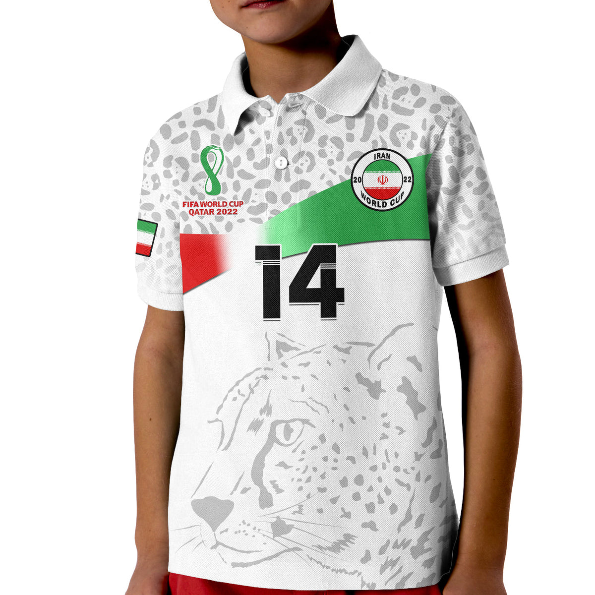 (Custom Text And Number) Iran Football Polo Shirt KID Team Melli Football 2022 - Shopicos
