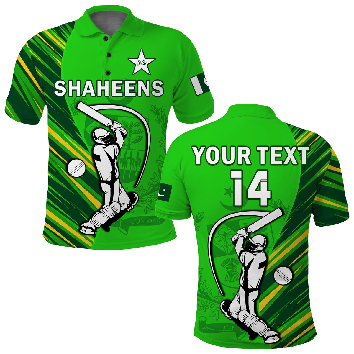 (Custom Text And Number) Pakistan Cricket Polo Shirt Go Shaheens Simple Style - Shopicos