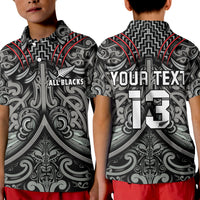Custom Text and Number New Zealand Silver Fern Rugby Polo Shirt All Black NZ Maori Pattern LT13 - Shopicos