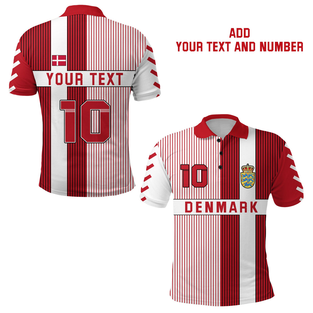 Custom Denmark Football Polo Shirt Come on Denmark Custom Text and Number LT13 - Shopicos