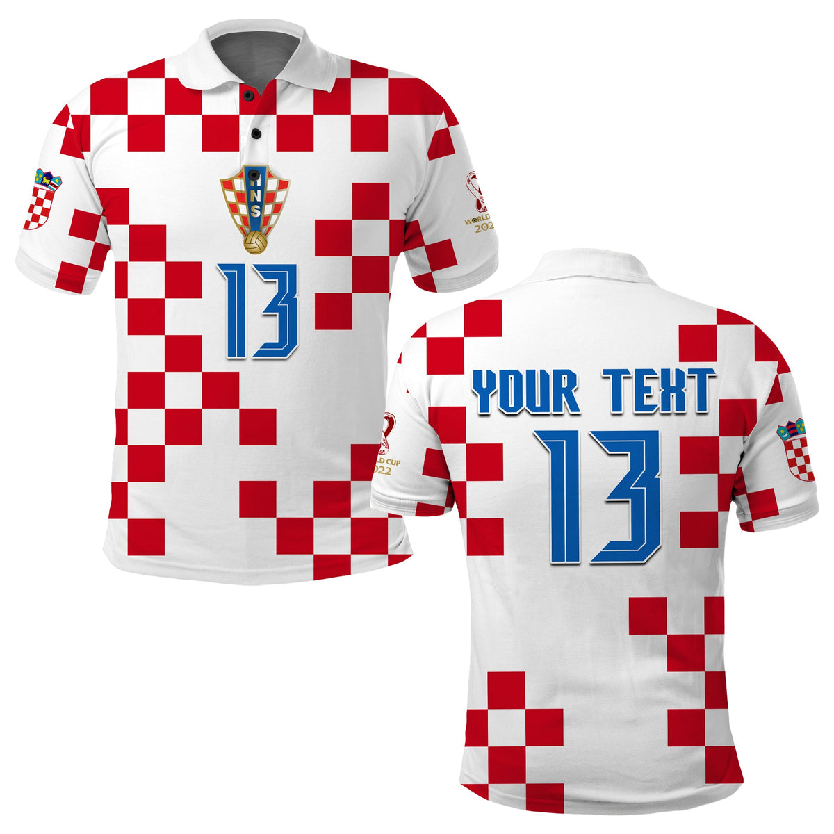 (Custom Text and Number) Croatia Football Polo Shirt World Cup Champions 2022 Hrvatska LT13 - Shopicos
