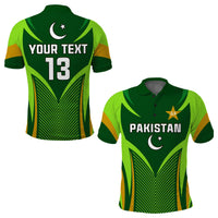 (Custom Text and Number) Pakistan Cricket Polo Shirt Green Shaheens Champion LT13 - Shopicos