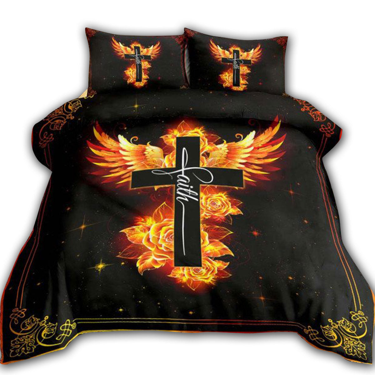 Jesus Phoenix Rose Faith Bedding Set - Shopicos