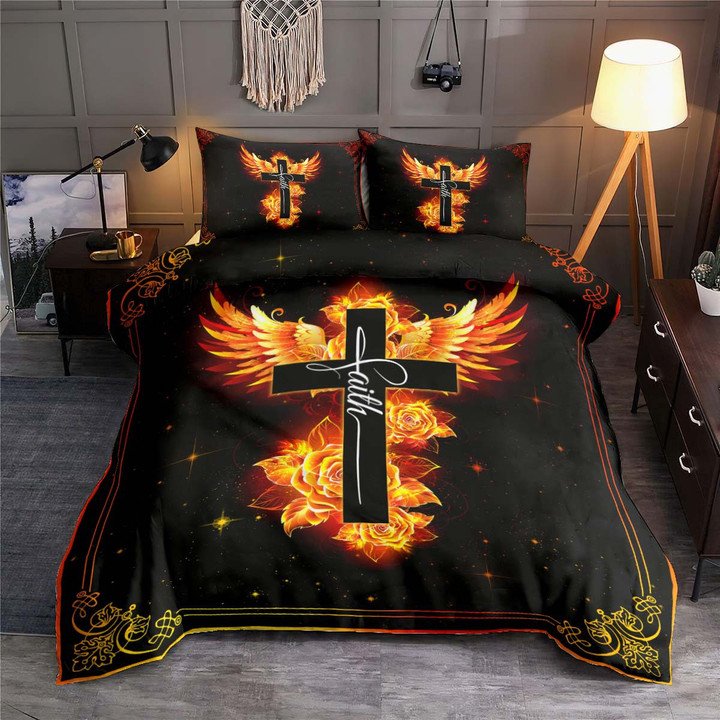 Jesus Phoenix Rose Faith Bedding Set - Shopicos