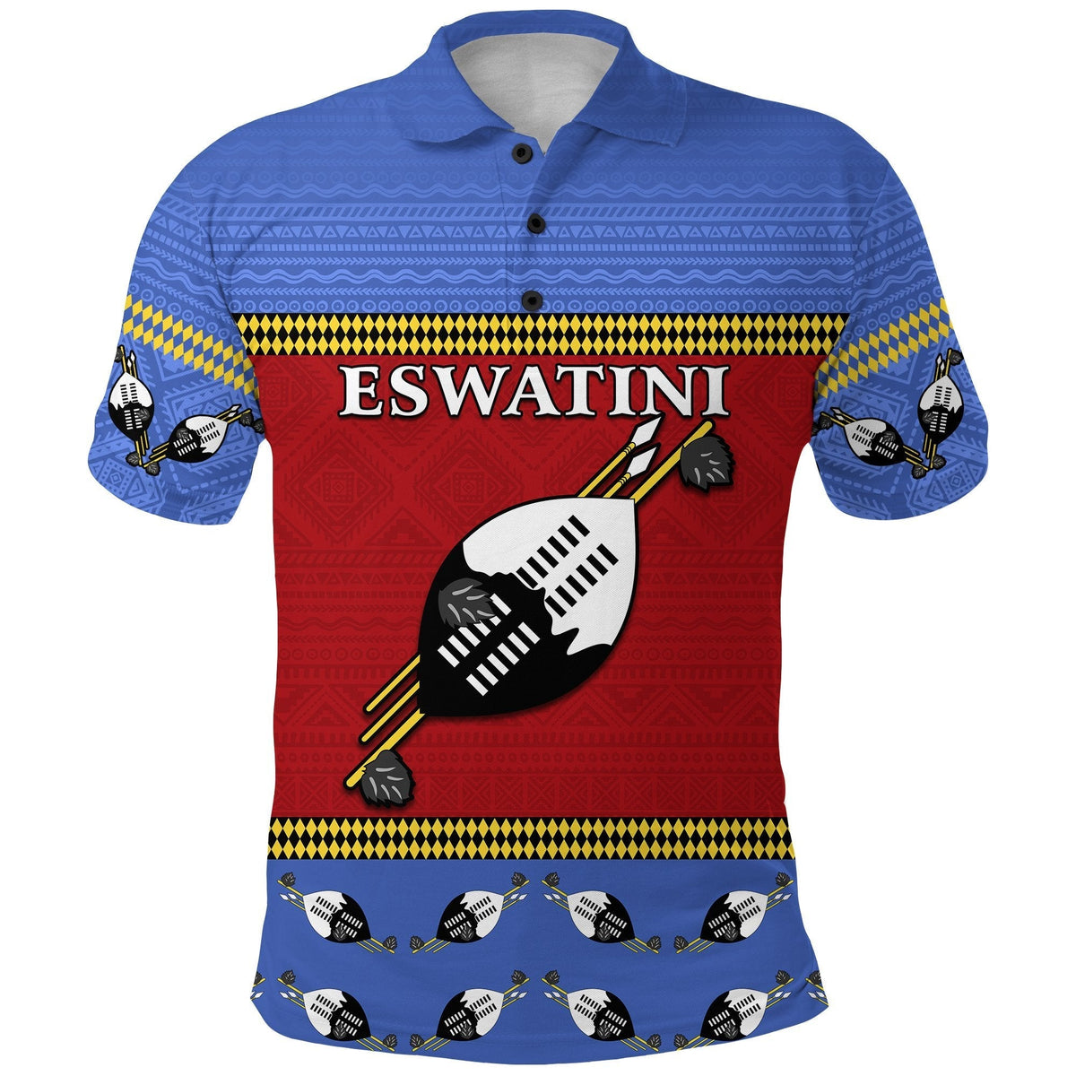 Eswatini Independent Anniversary Polo Shirt Flag and Shield Swaziland LT13 - Shopicos