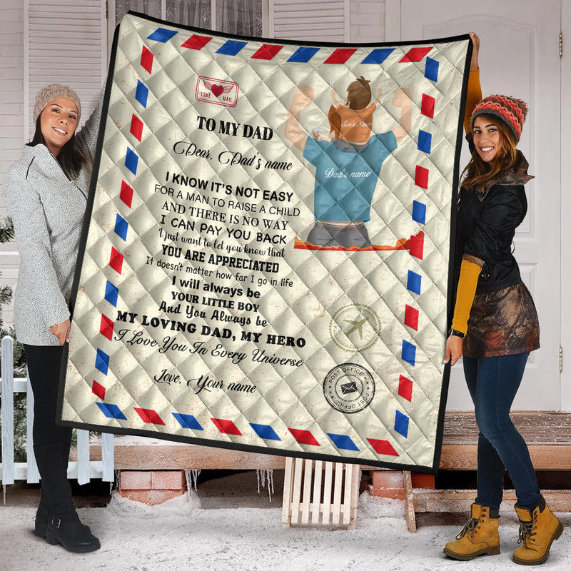 (Custom) Father Day Premium Quilt Letter From Son Simple Style NO.1 LT8 - Shopicos