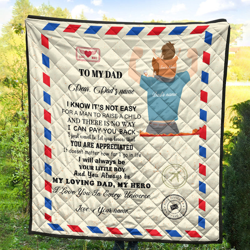 (Custom) Father Day Premium Quilt Letter From Son Simple Style NO.1 LT8 - Shopicos