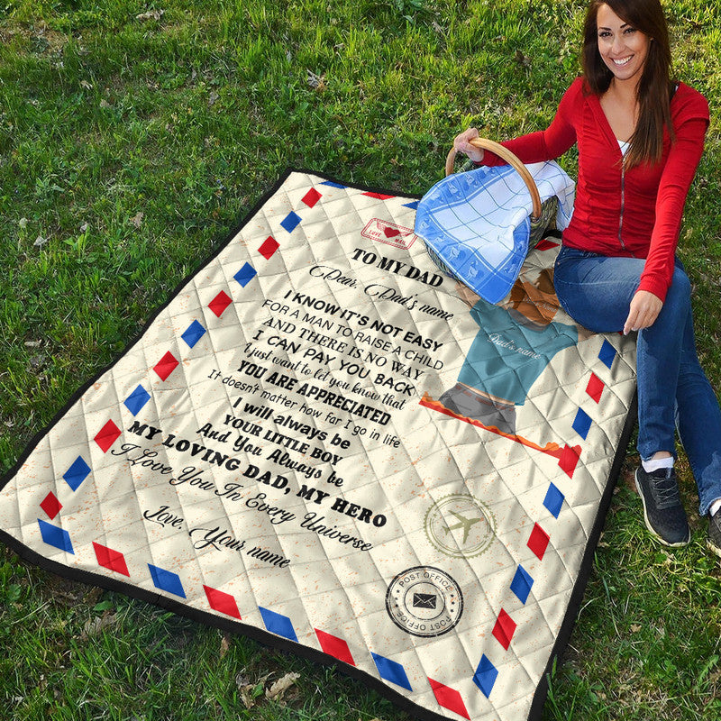 (Custom) Father Day Premium Quilt Letter From Son Simple Style NO.1 LT8 - Shopicos