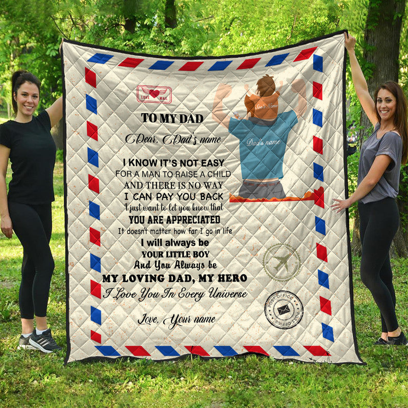 (Custom) Father Day Premium Quilt Letter From Son Simple Style NO.1 LT8 - Shopicos