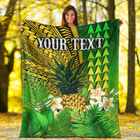 custom-personalised-hawaii-pineapple-premium-blanket-plumeria-frangipani-mix-tribal-pattern
