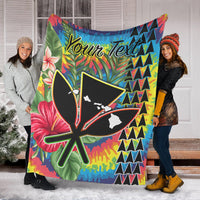 custom-personalised-hawaii-rainbow-tie-dye-premium-blanket-flowers-polynesian-hawaiian-tribal