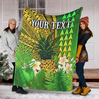 custom-personalised-hawaii-pineapple-premium-blanket-plumeria-frangipani-mix-tribal-pattern