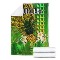 custom-personalised-hawaii-pineapple-premium-blanket-plumeria-frangipani-mix-tribal-pattern