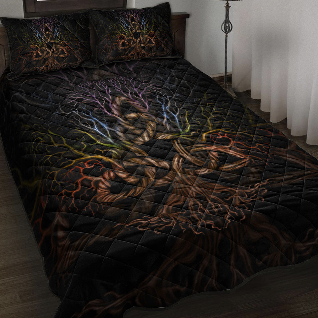Viking Quilt Bed Set - Colorful Tree Of Life With Triquetra Quilt Bed Set RLT12 - Shopicos