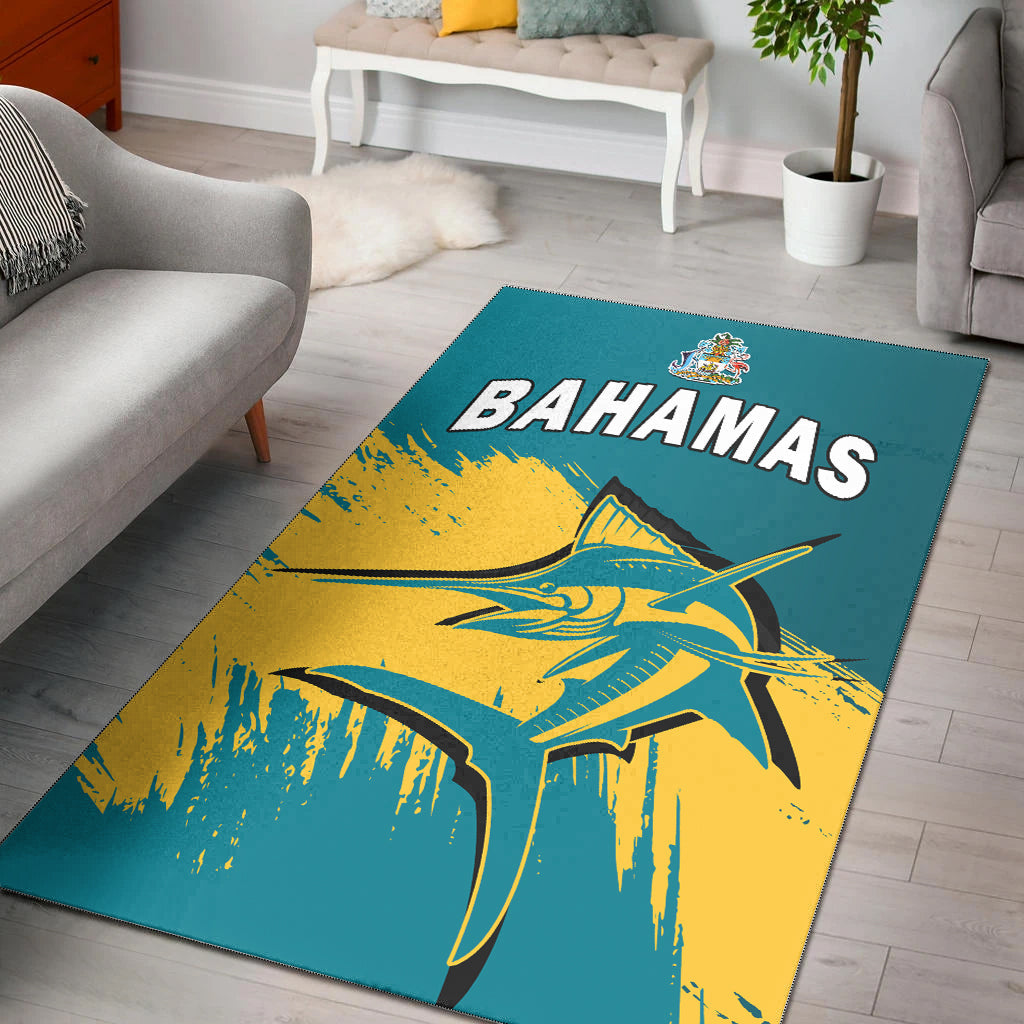 Bahamas Area Rug Blue Marlin With Bahamian Coat Of Arms - Shopicos