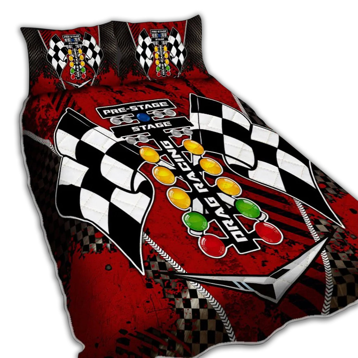 Racing Drag Racing Red Style Quilt Bed Set - Shopicos