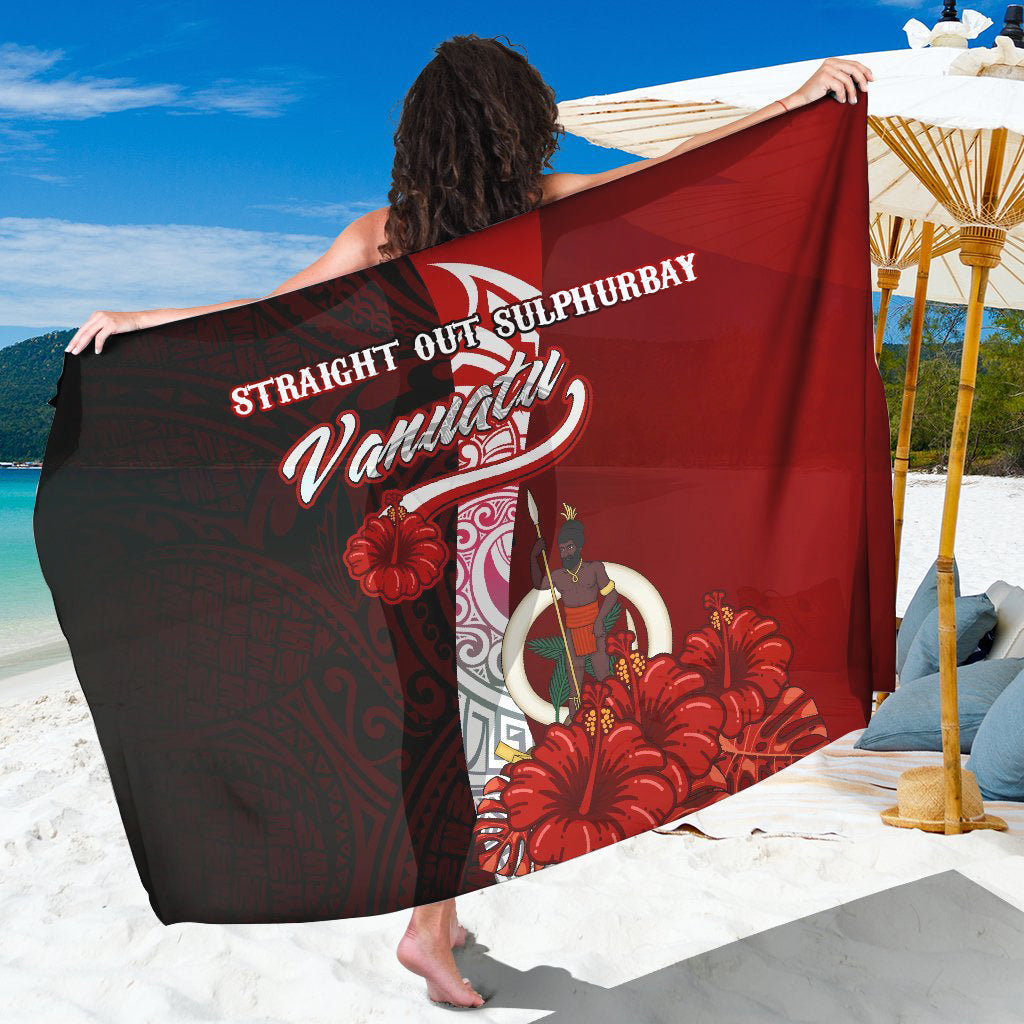 (STRAIGHT OUT SULPHURBAY) Vanuatu Polynesian Sarong - Coat Of Arm With Hibiscus RLT13 - Shopicos