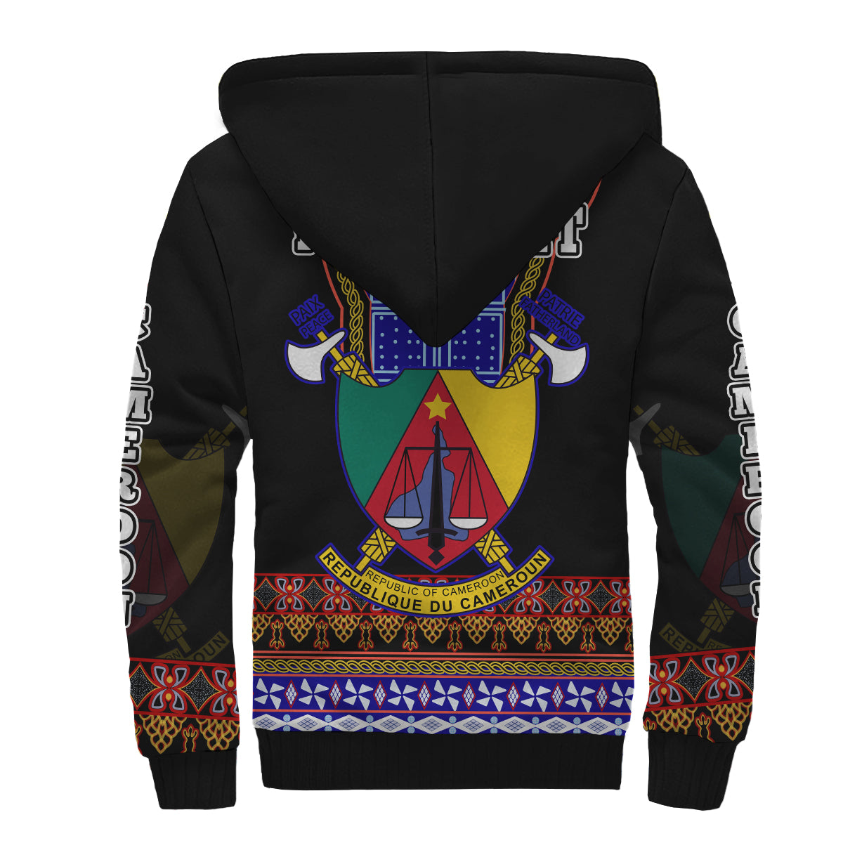 (Custom Personalised) Cameroon Sherpa Hoodie Atoghu Pattern Black Style - Shopicos