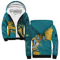 (Custom Personalised) Bahamas Sherpa Hoodie Blue Marlin With Bahamian Coat Of Arms - Shopicos