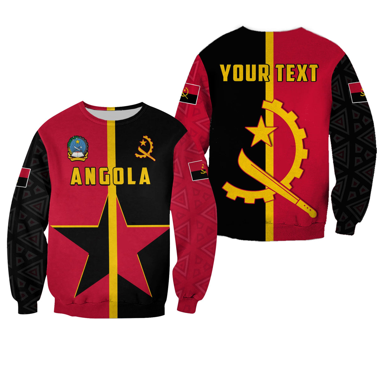 (Custom Personalised) Angola Sweatshirt Star and Flag Style Sporty LT13 - Shopicos