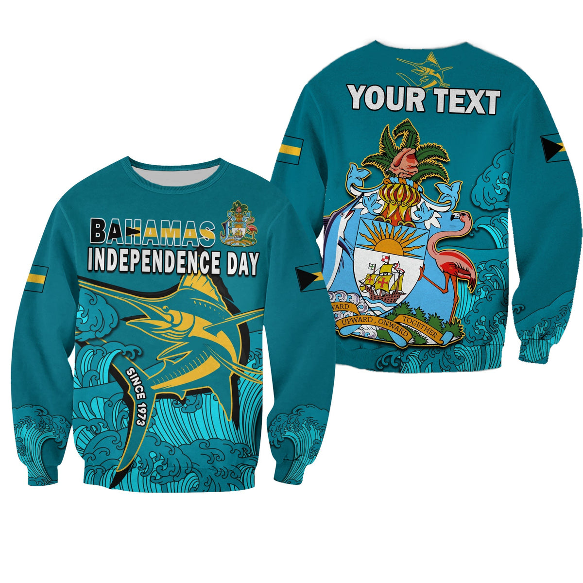 (Custom Personalised) Bahamas Independence Day Sweatshirt Blue Marlin Since 1973 Style - Shopicos