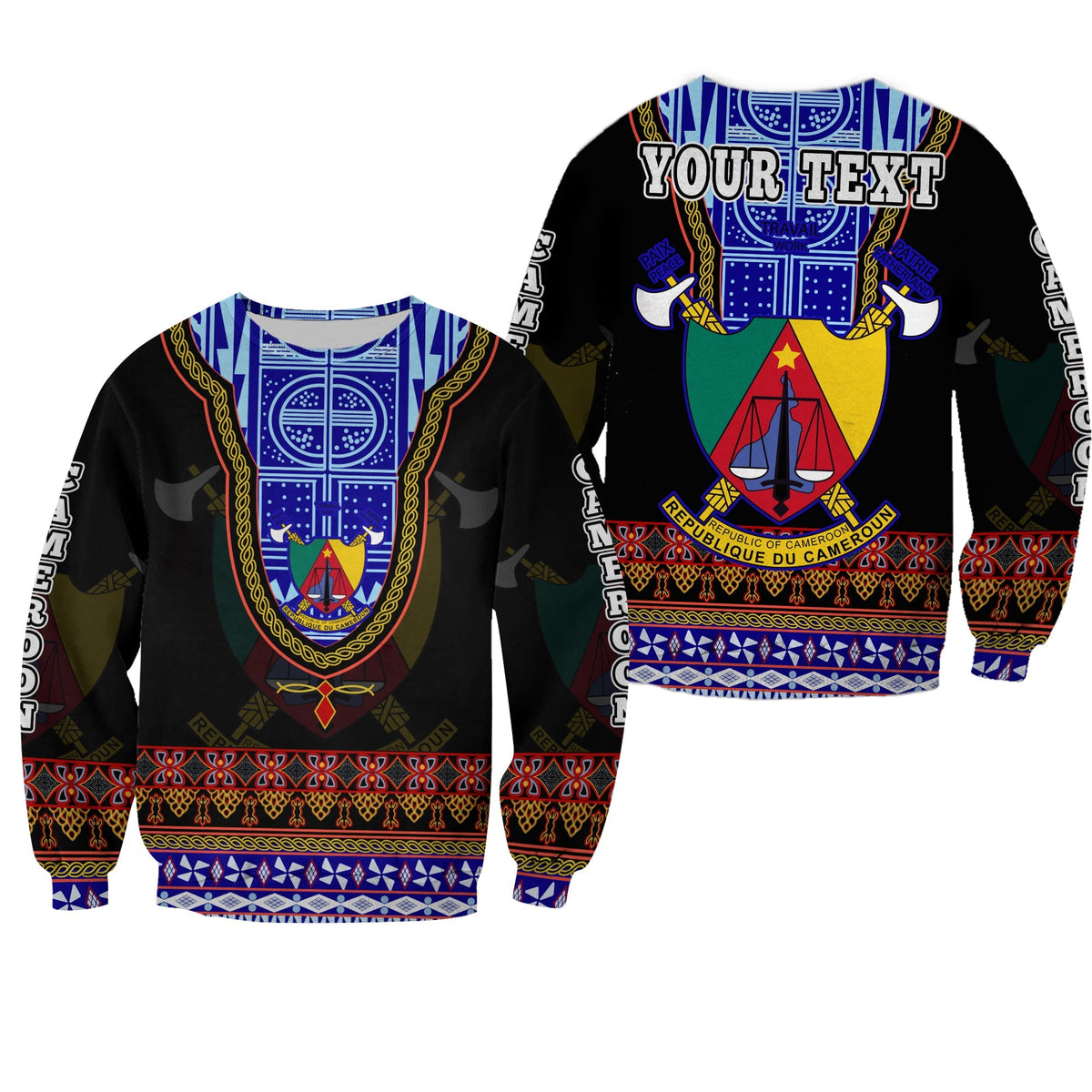 (Custom Personalised) Cameroon Sweatshirt Atoghu Pattern Black Style - Shopicos