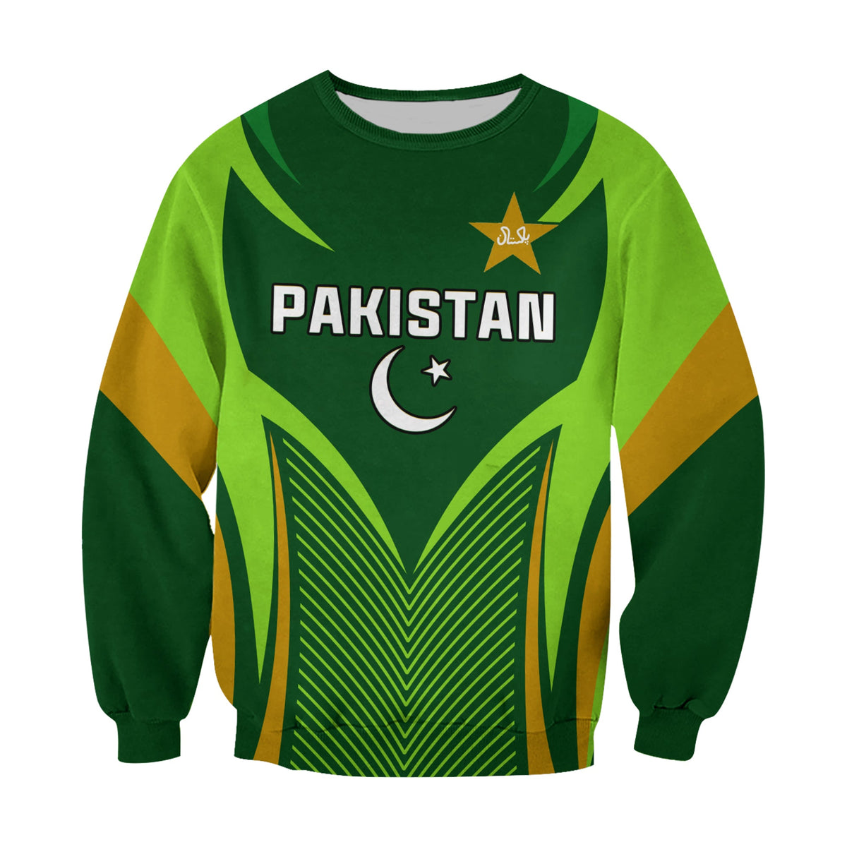 (Custom Text and Number) Pakistan Cricket Sweatshirt Green Shaheens Champion LT13 - Shopicos