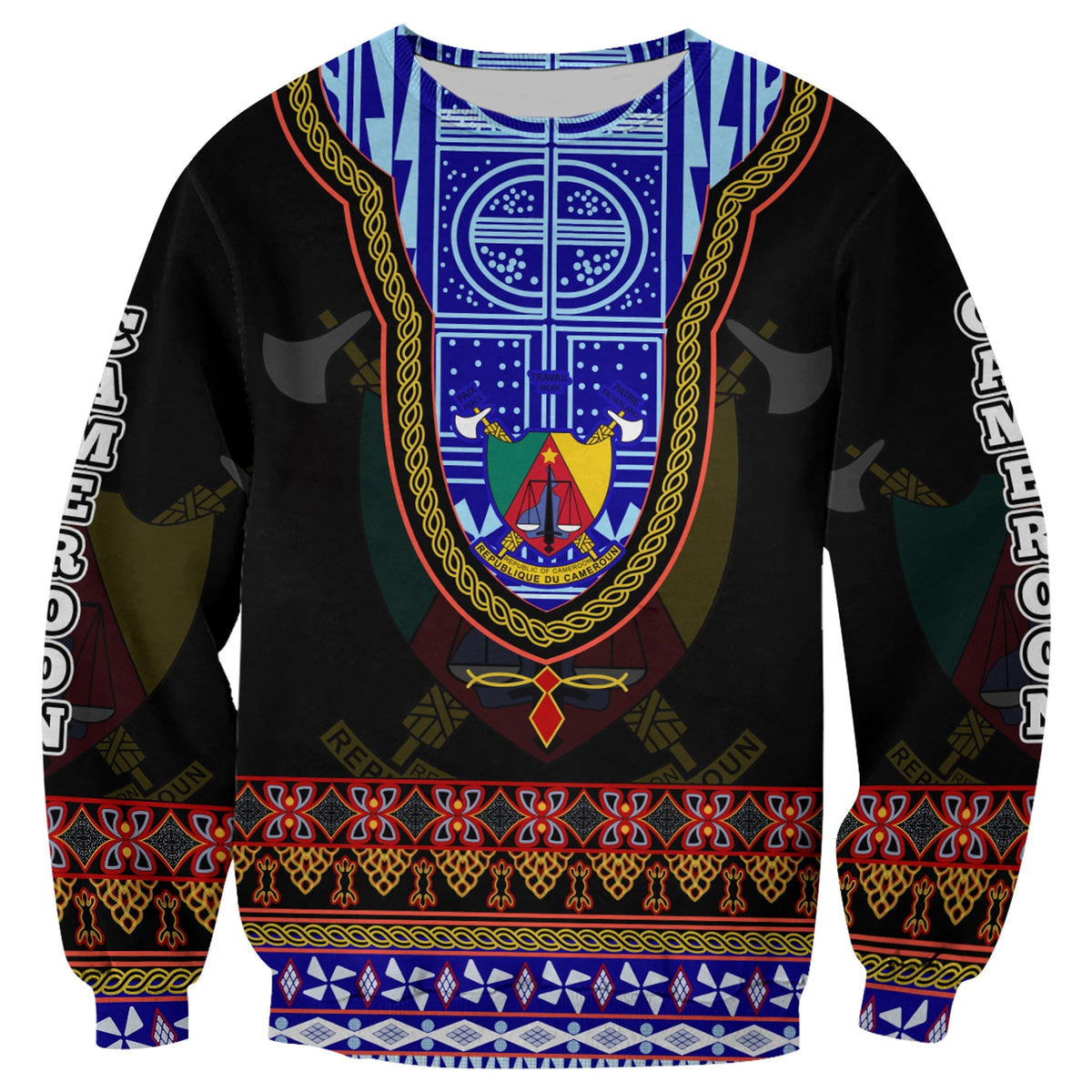 (Custom Personalised) Cameroon Sweatshirt Atoghu Pattern Black Style - Shopicos